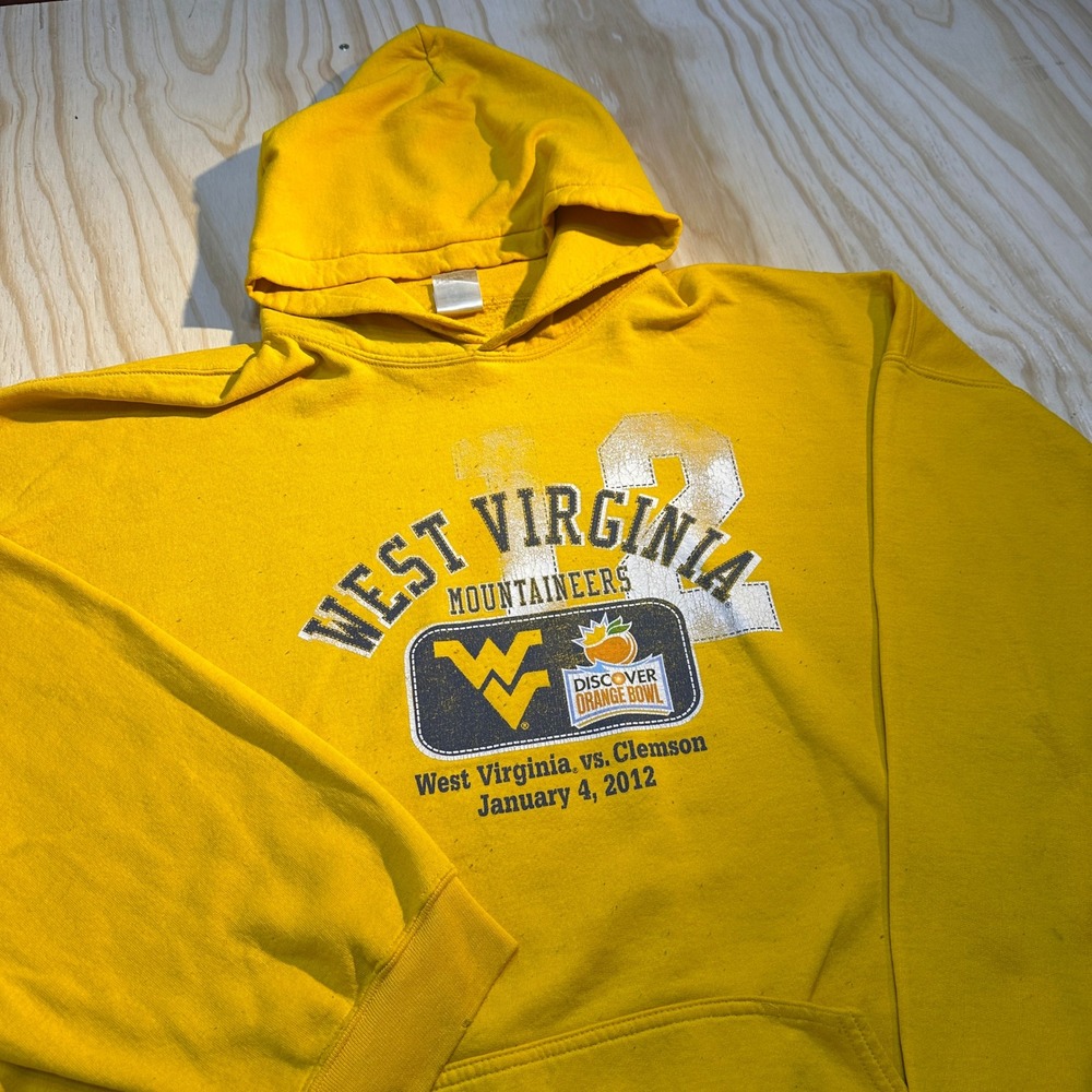 Gildan West Virginia Mountaineers 2012 Orange Bowl Hoodie Yellow Mens 2XL